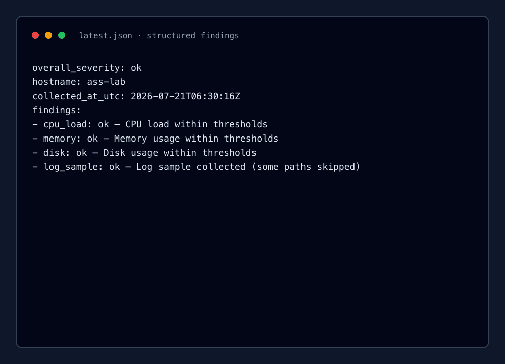 Structured JSON findings snapshot from latest.json